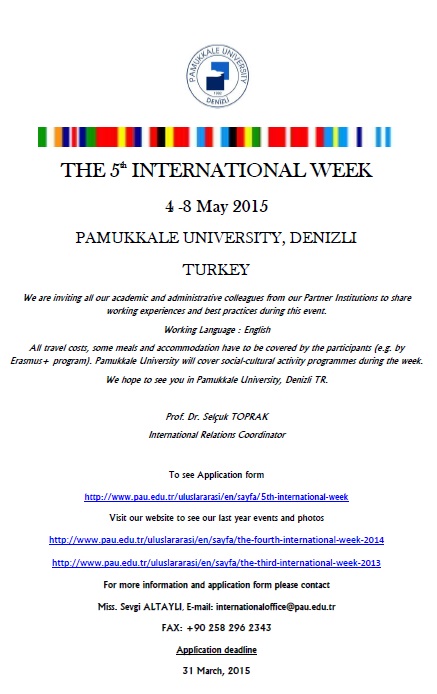 5.Uluslararası Hafta (5th International Week) 4-8 Mayıs 2015